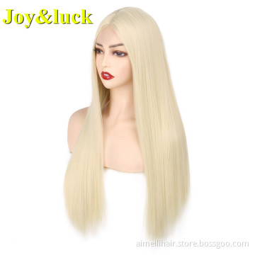 613 Wig Front Lace Wholesale Prices For White Women Party Cosplay Long Natural Straight Wig 613 Lace Front Synthetic Hair Wigs